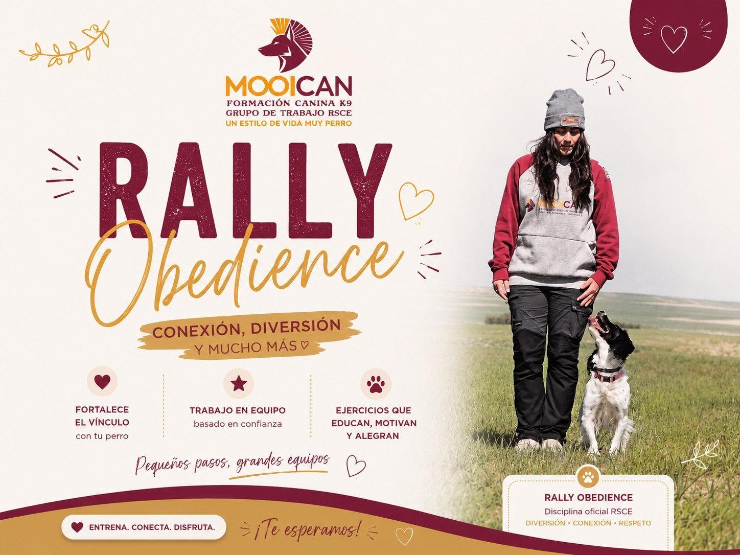 Guía y perro ejecutando un ejercicio de Rally Obediencia